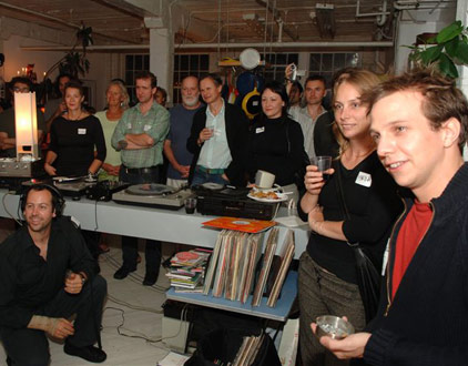 crowd of dinner project participants