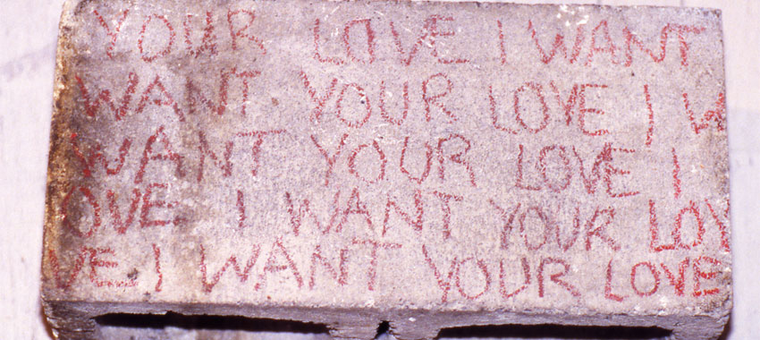 large brick with text